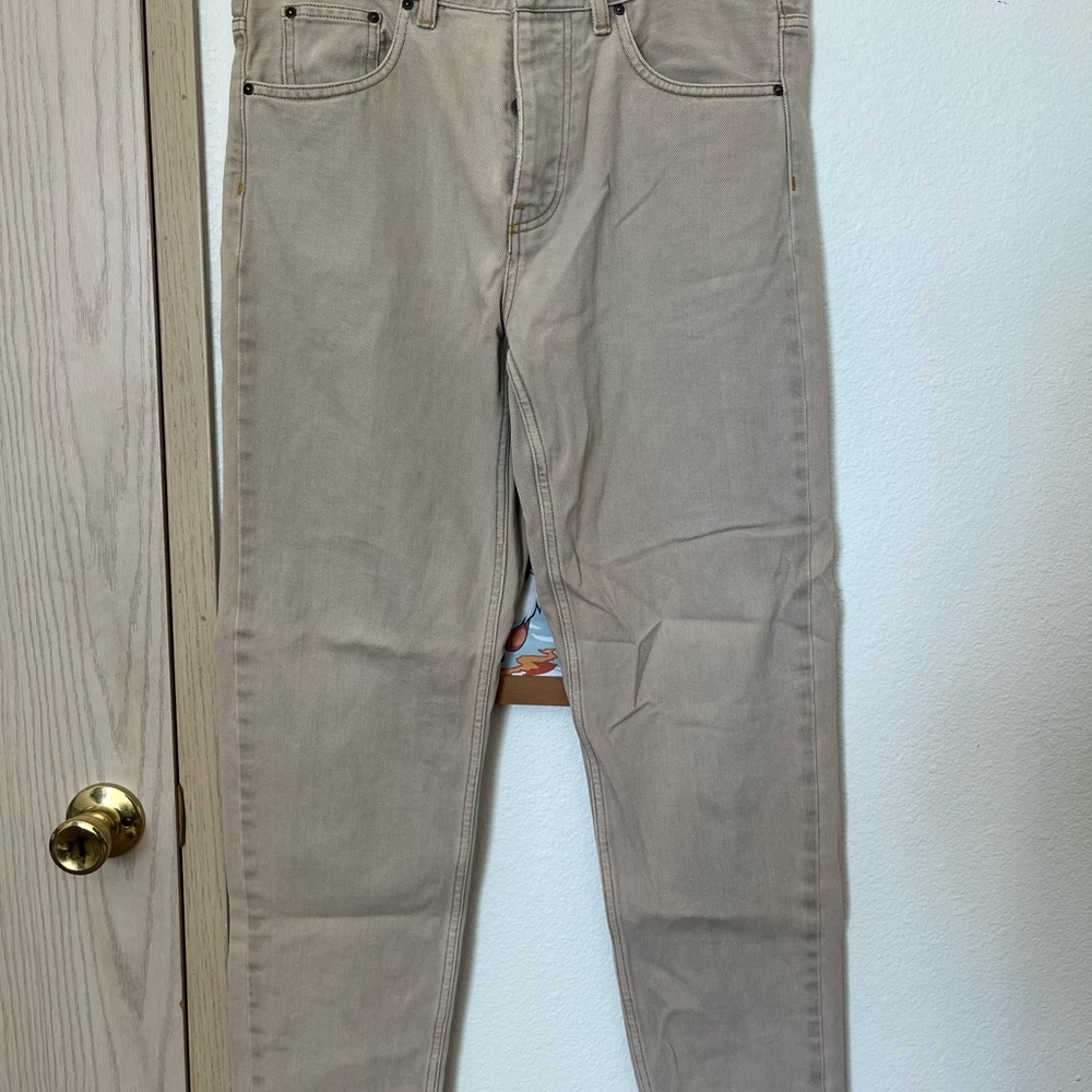 Carhartt WIP Tan Slim Fit Jeans with Modern Distressing